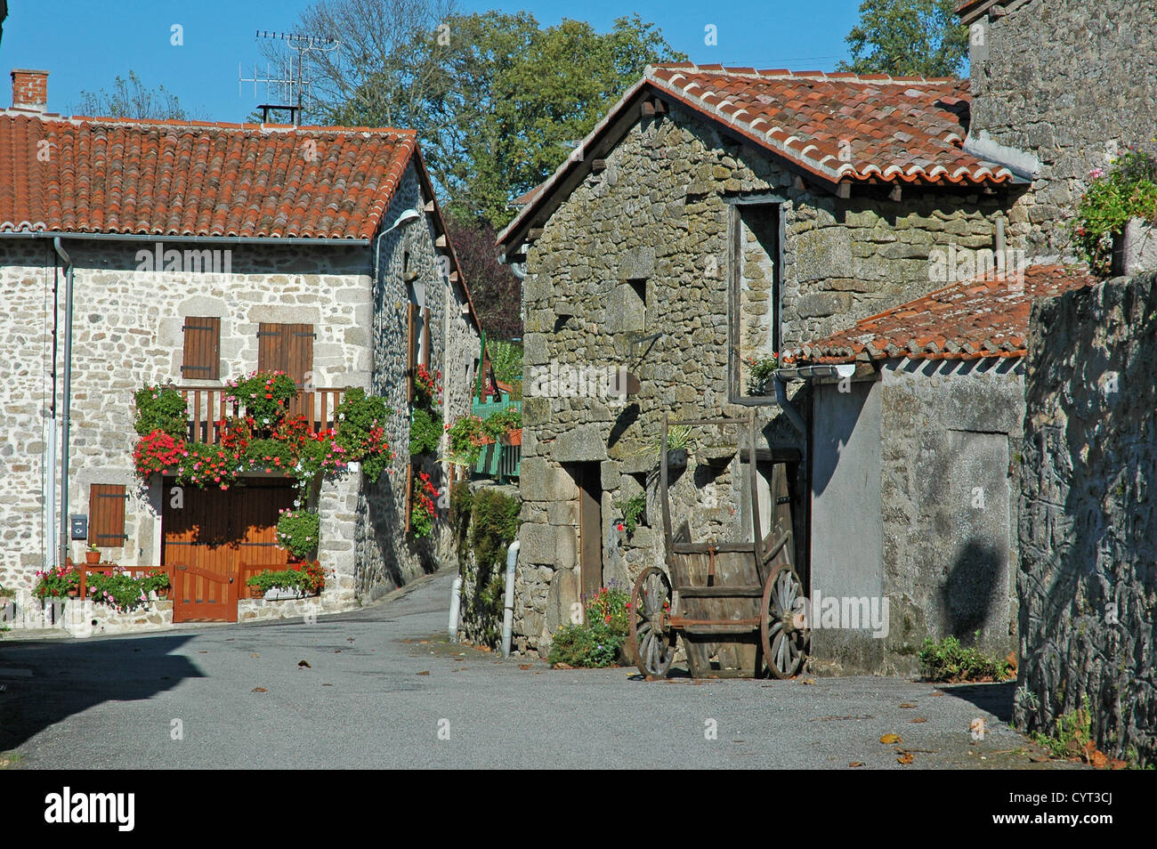 Street in the museum village of Montrol-Senard. Stock Photo