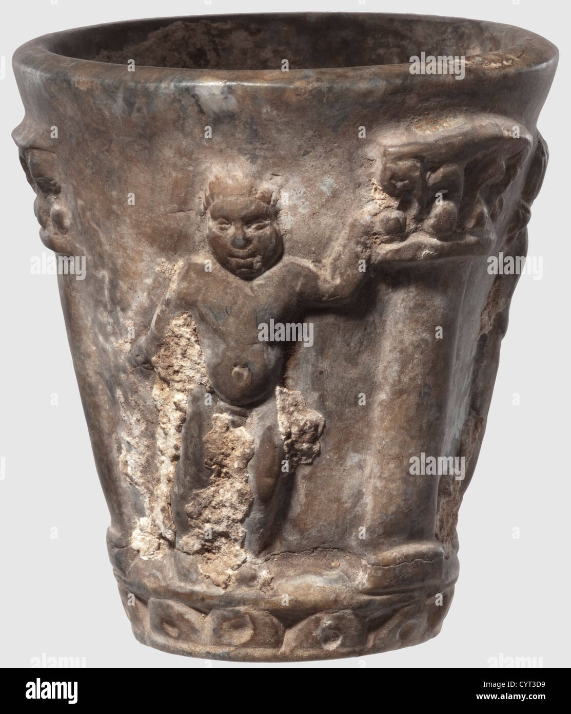 A Roman stone drinking cup, 1st/2nd century AD. Tapered goblet Stock
