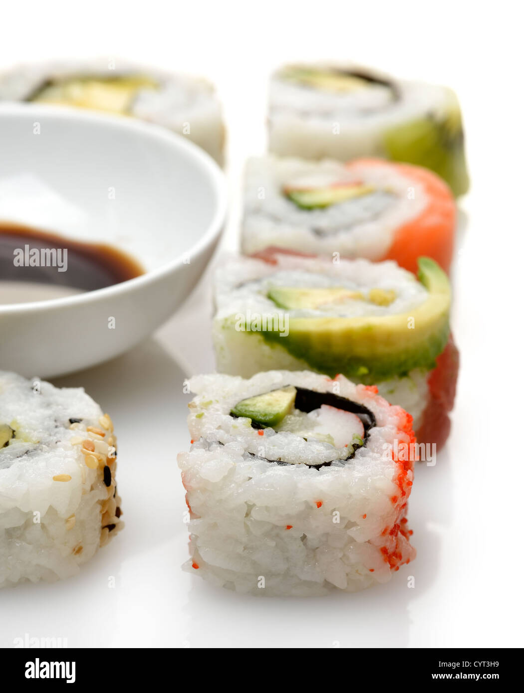 Sushi Assortment And Soy Sauce Stock Photo - Alamy