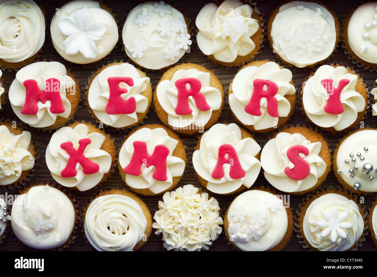 Christmas cupcakes Stock Photo