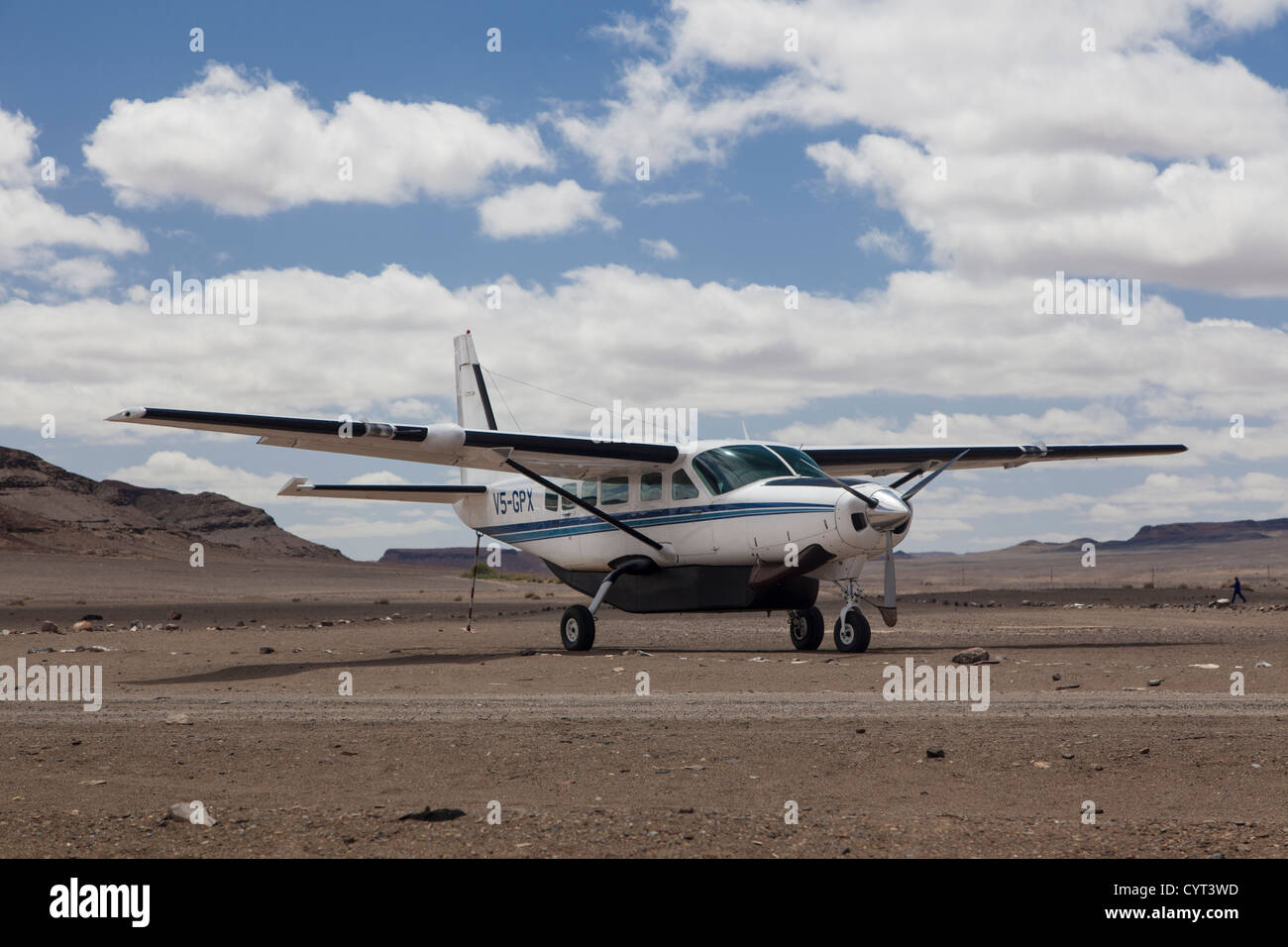 Cessna C208 Caravan at Steinkopf airstrip, Northern Cape, South Africa. Stock Photo