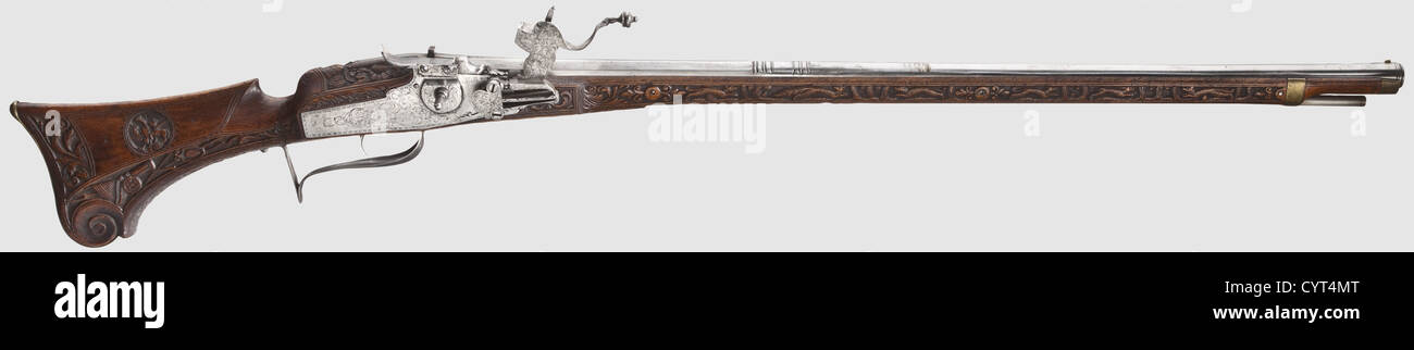 Wheellock rifle,Suhl,first half 17th century,converted from matchlock ...