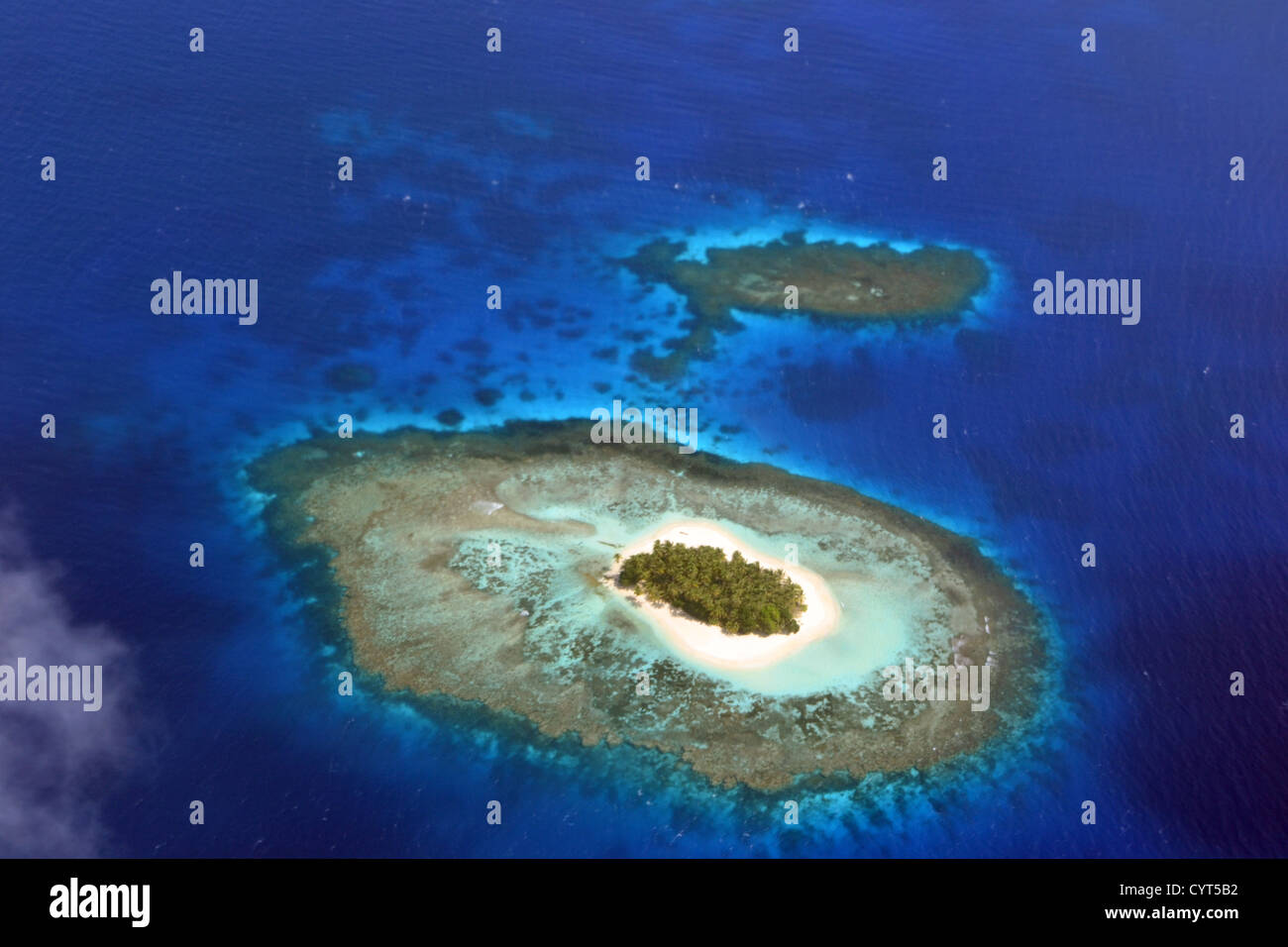 Aerial view of island near Chuuk, Federated States of Micronesia, North Pacific Stock Photo
