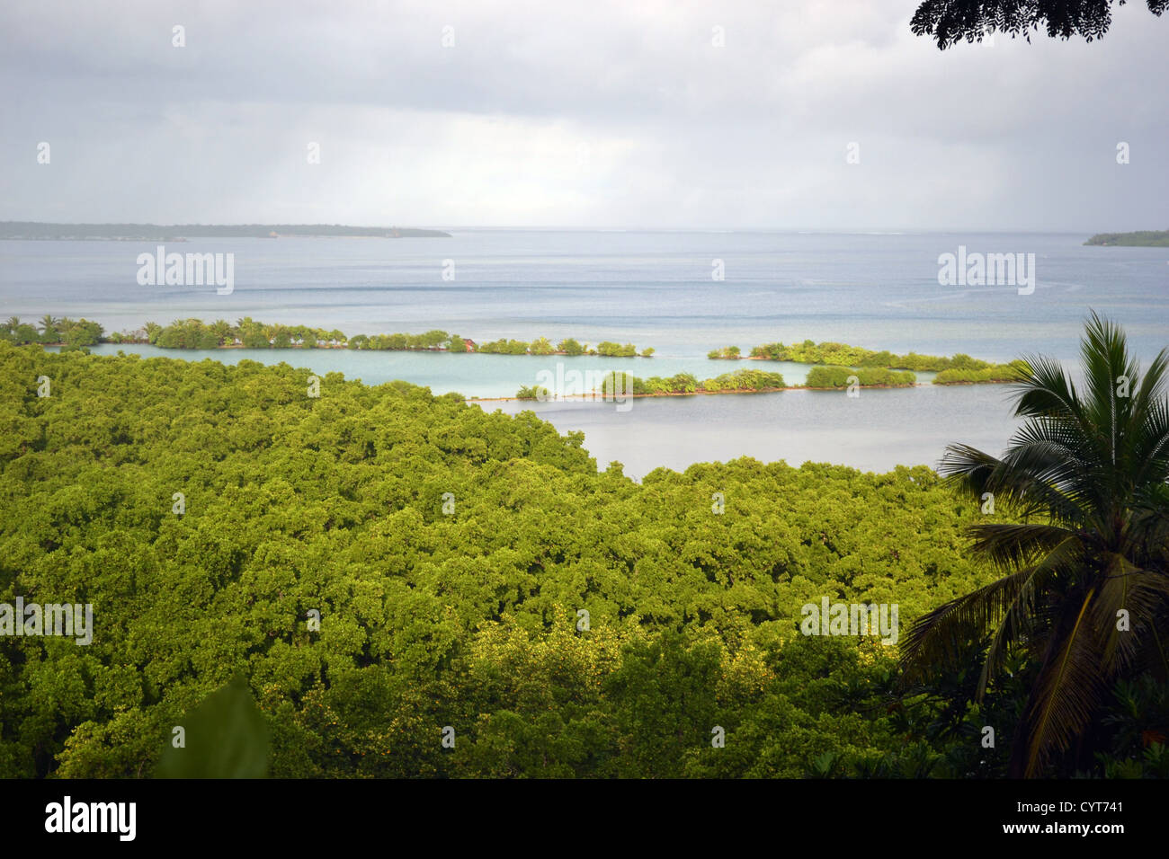 Aerial view of Kolonia lagoon, Pohnpei, Federated States of Micronesia Stock Photo