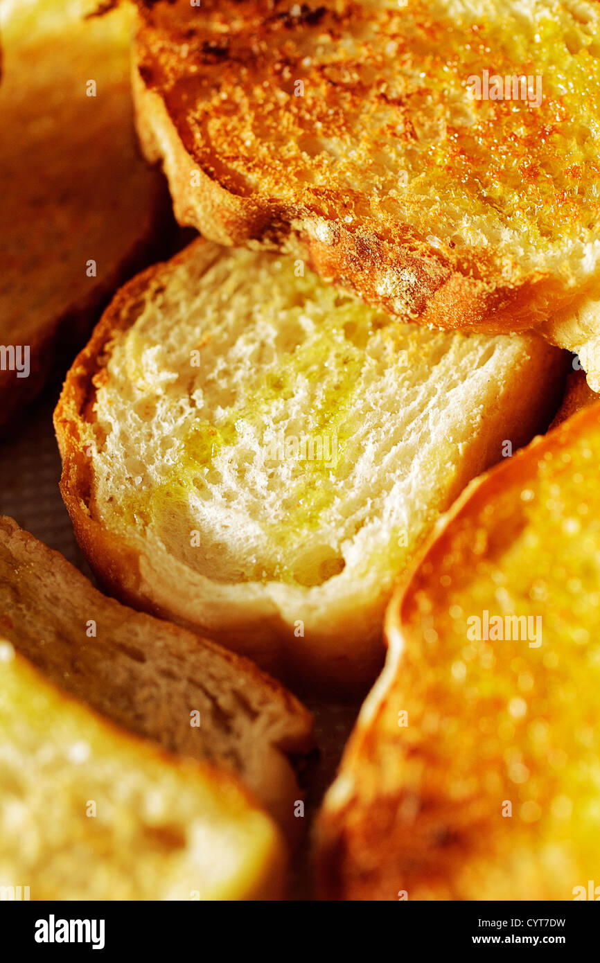TOAST BREAKFAST WITH OLIVE OIL Stock Photo
