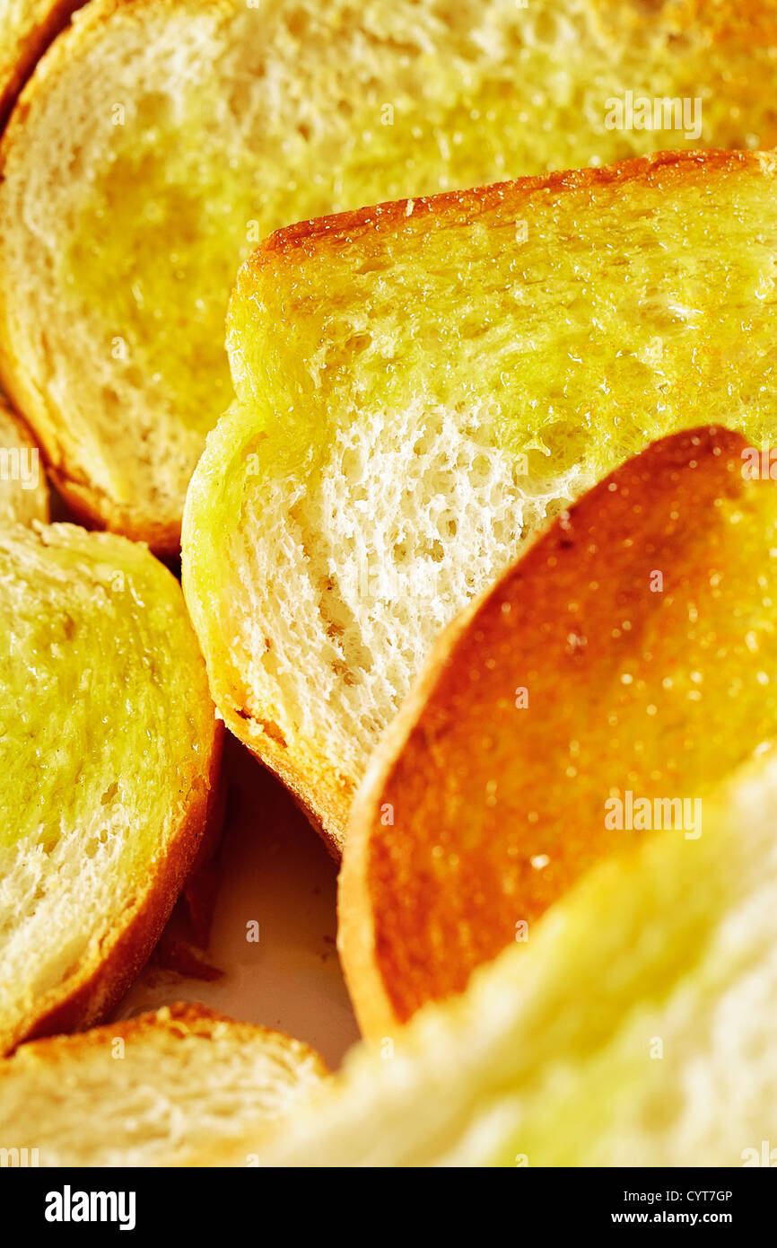 TOAST BREAKFAST WITH OLIVE OIL Stock Photo