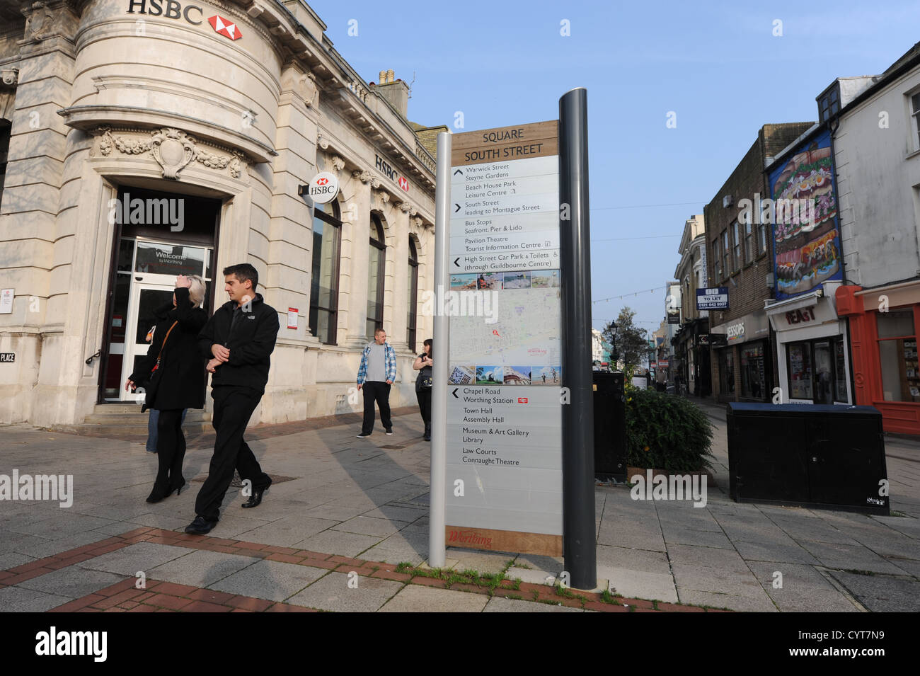 Town information board at South Street Square Worthing UK Stock Photo