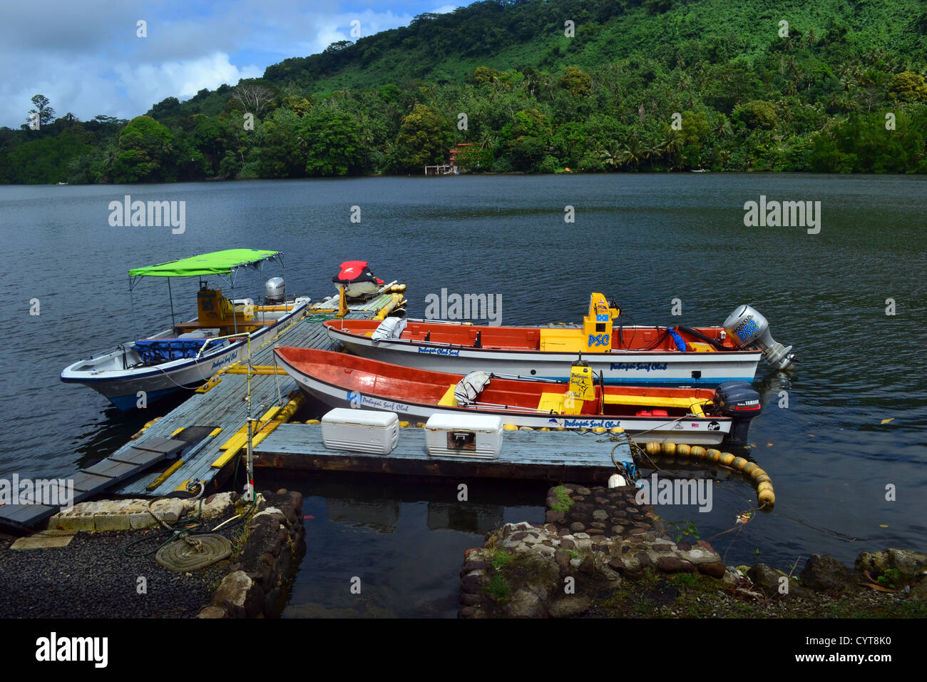 Fast boats from Pohnpei surf club, Pohnpei, Federated States of Micronesia Stock Photo