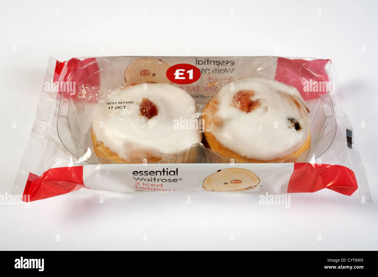 Essential Waitrose iced Belgian buns Stock Photo - Alamy
