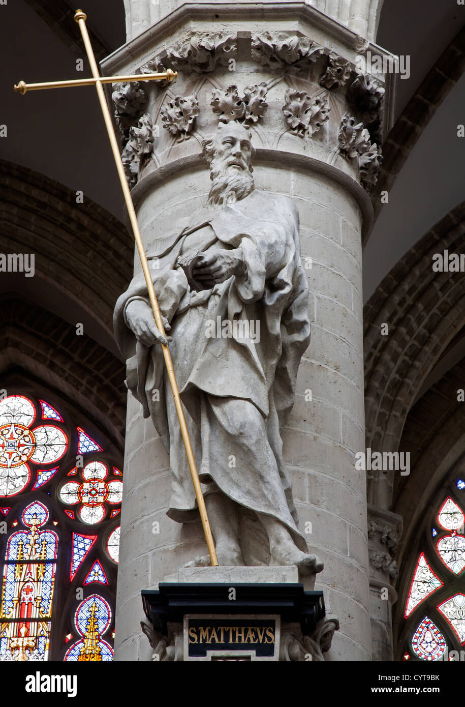 BRUSSELS JUNE 22 Statue of st. Andrew the apostle from gothic
