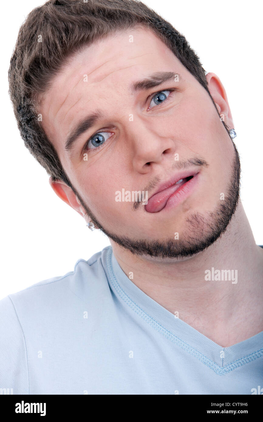 Portrait of young man on isolated white background Stock Photo - Alamy