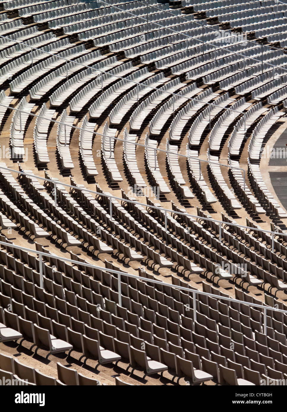 Barcelona Olympic Stadium at Montjuic Barcelona Spain built in 1927 and renovated for the 1992 Olympic games with empty seats Stock Photo