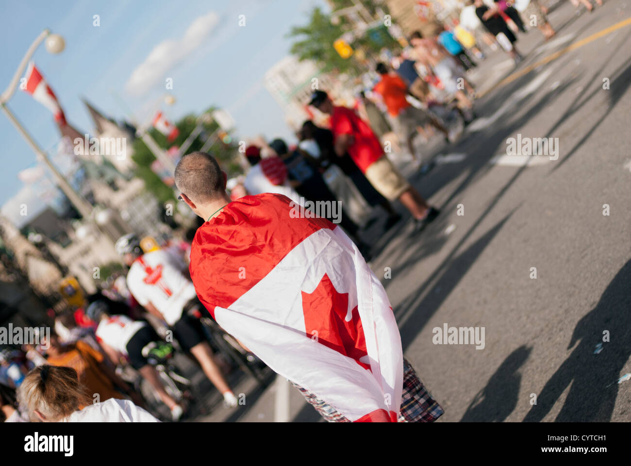 Man celebrates Canada day in Ottawa Stock Photo