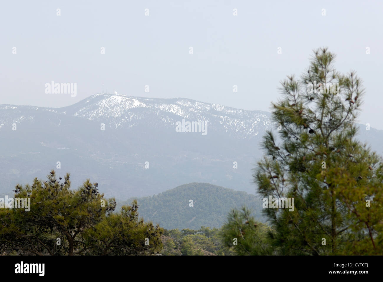 Snow on Mount Olympus from Cedar Valley Stock Photo