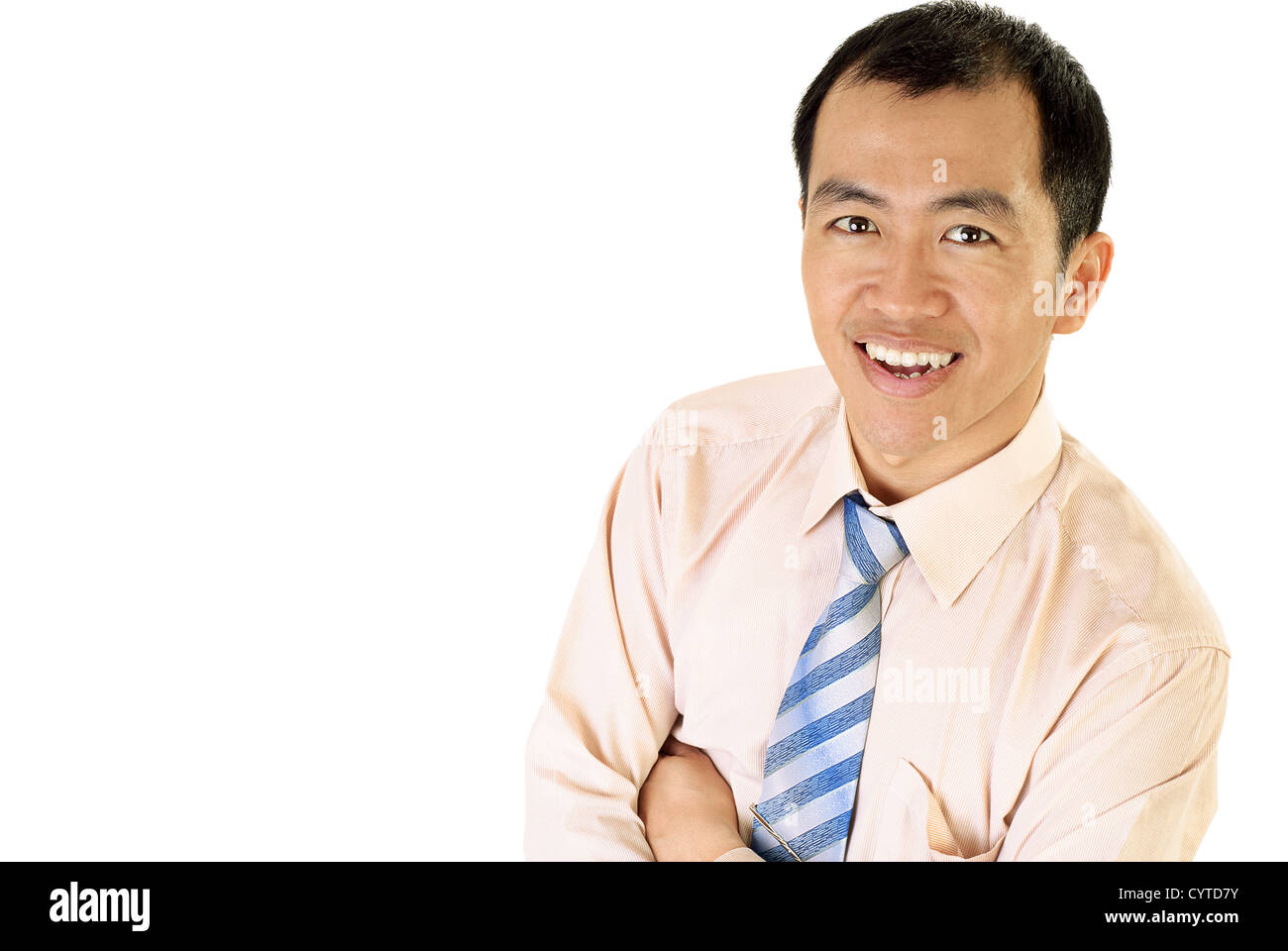 Happy Asian businessman smile portrait on white background Stock Photo ...