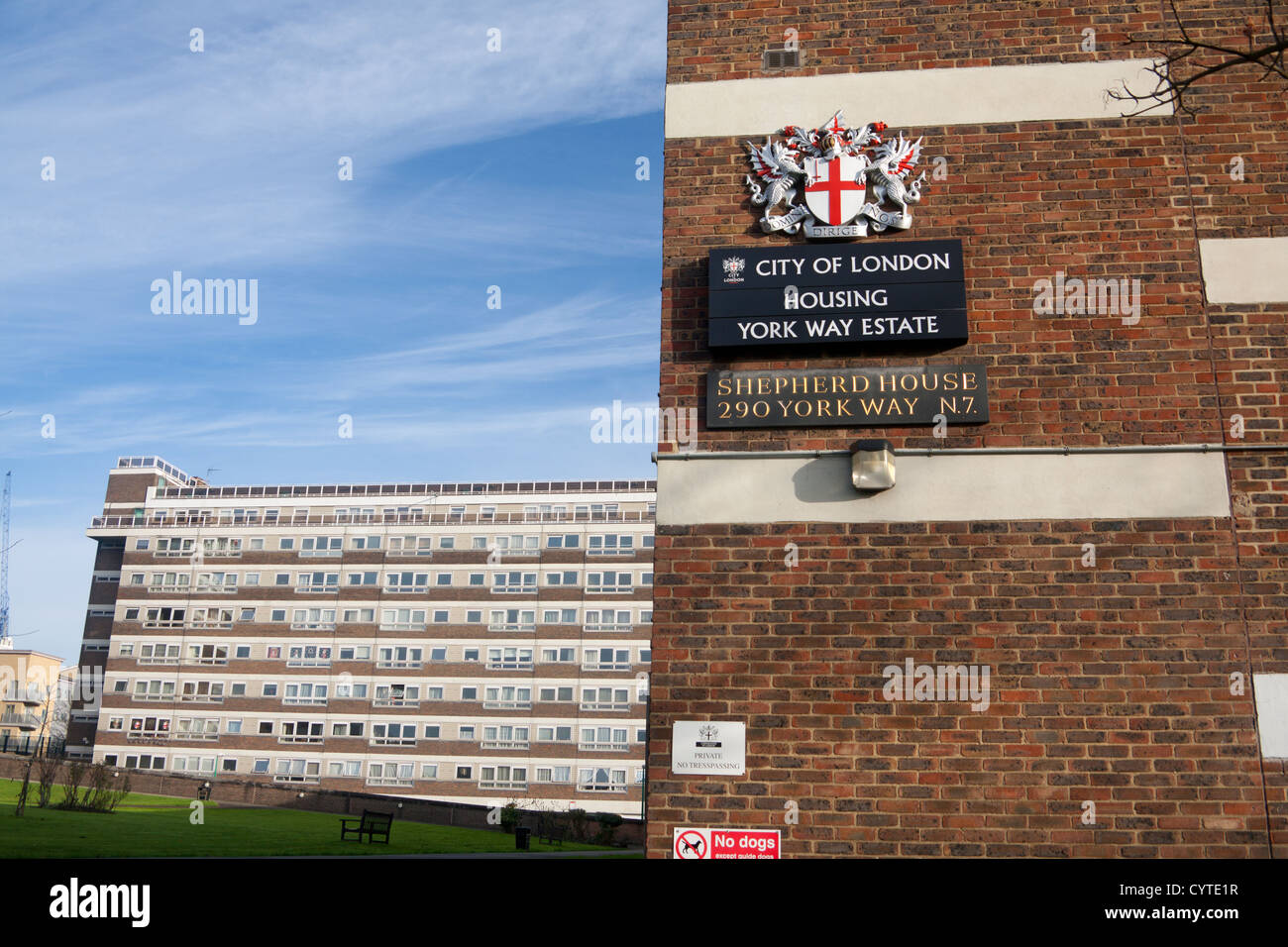 Social housing council estate block of council owned flats York Way