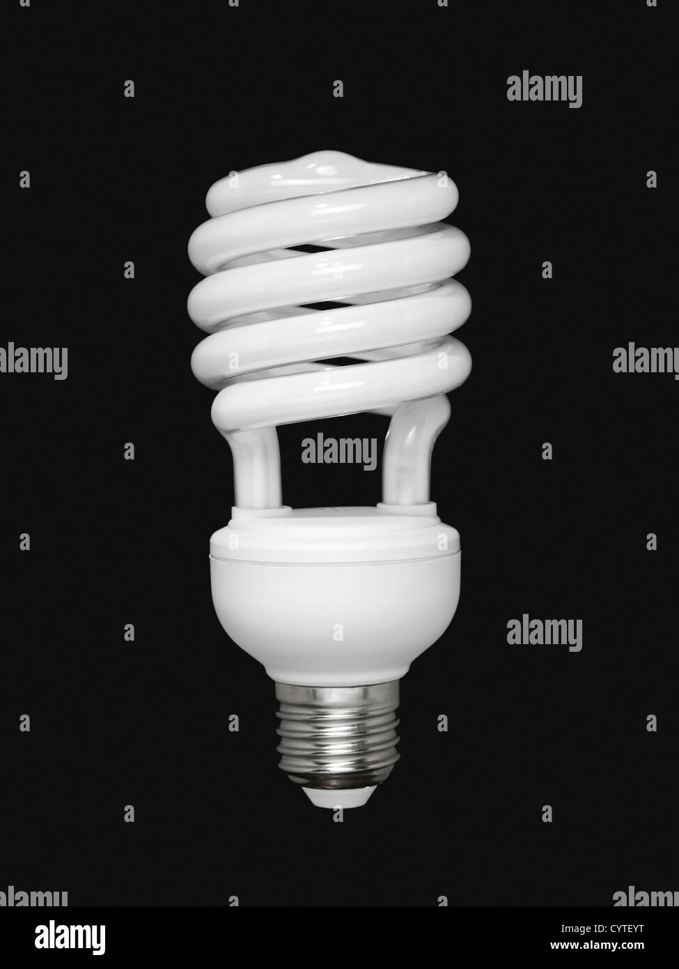 Fluorescent light bulb over black Stock Photo Alamy