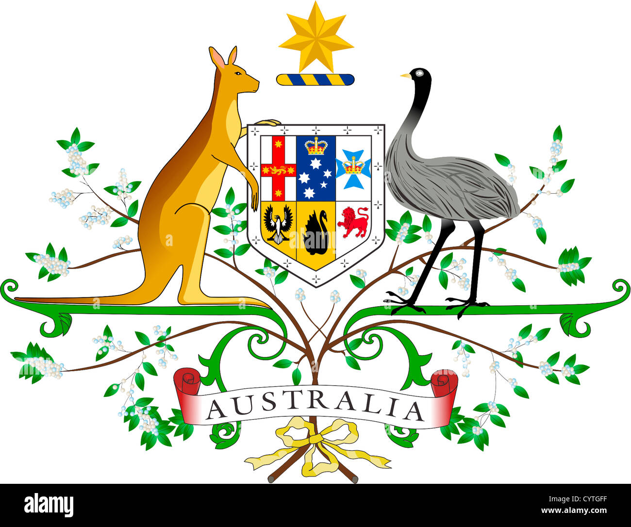 Coat of arms of Australia - Commonwealth of Australia. Stock Photo