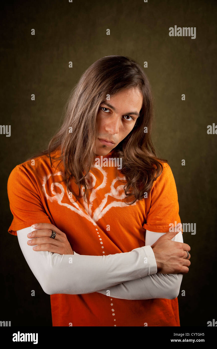 Native american long hair man hi-res stock photography and images - Alamy