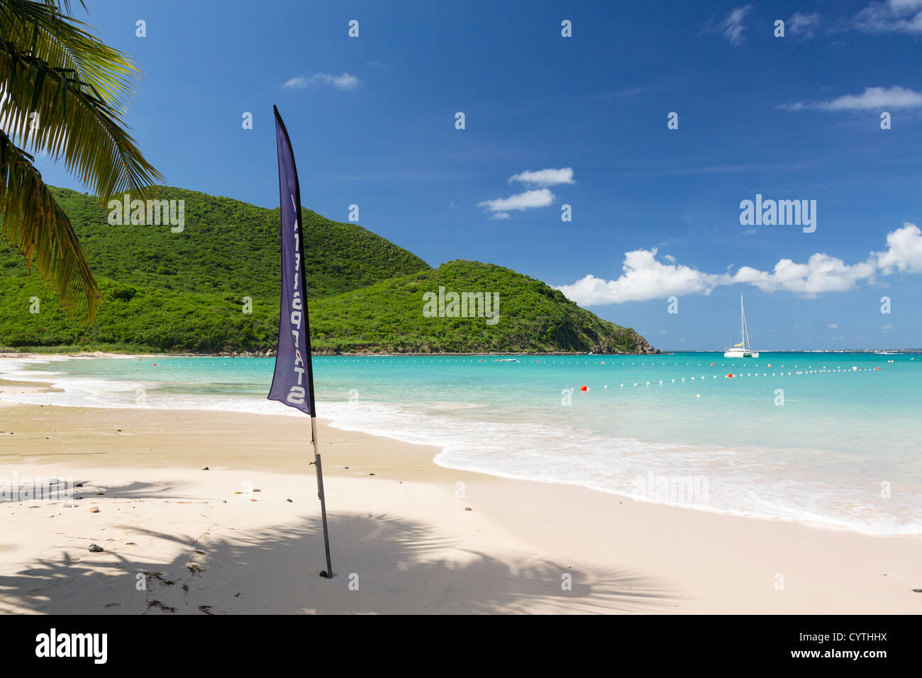 Anse Marcel beach and boats on french side of St Martin Sint Maarten