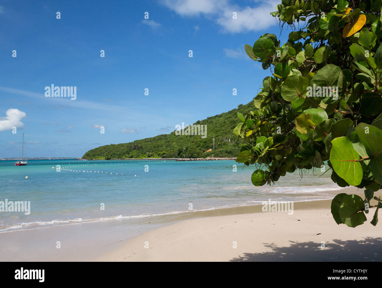 Anse Marcel beach and boats on french side of St Martin Sint Maarten