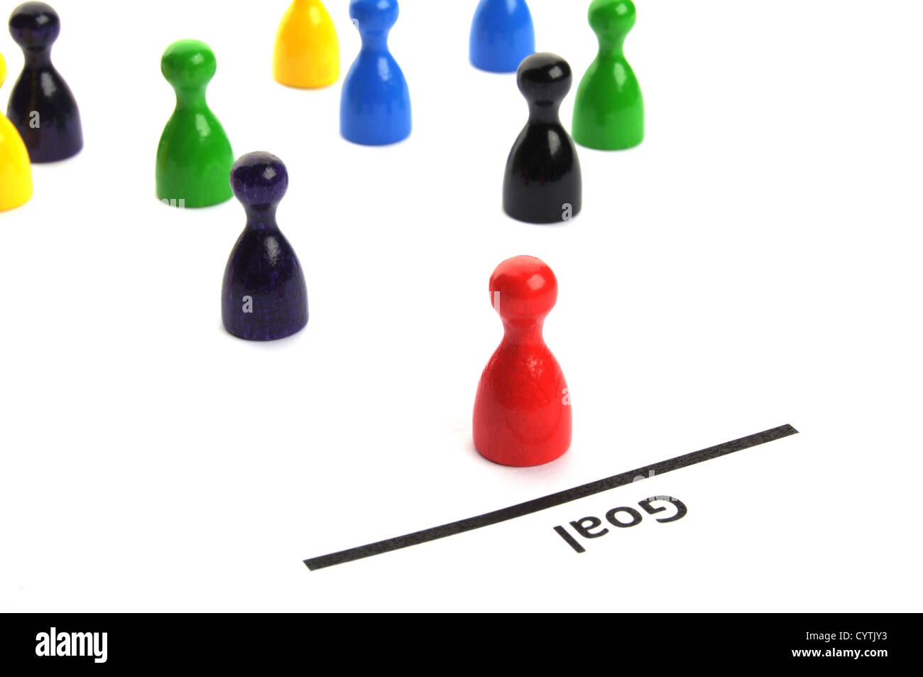 success or goal concept with pawns on white Stock Photo