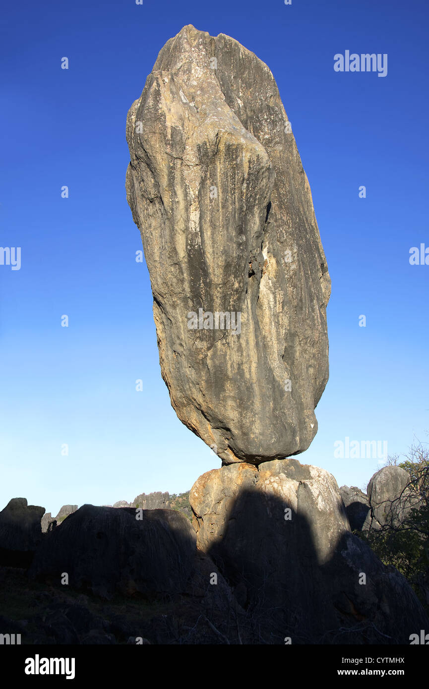 Impressive large balancing lime stone rock Stock Photo Alamy