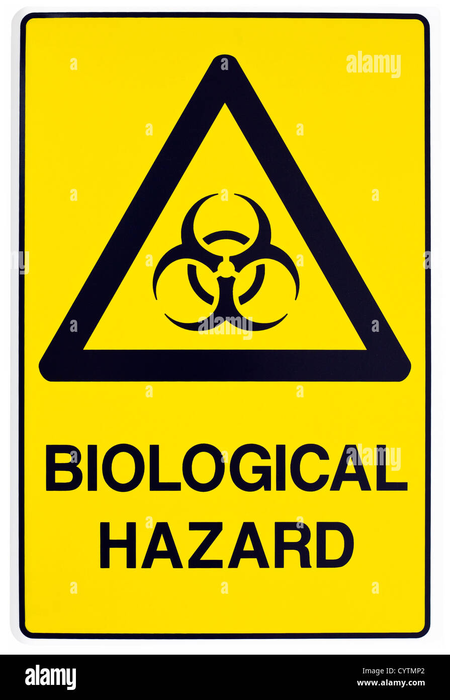 A yellow biological warning sign with clipping path Stock Photo