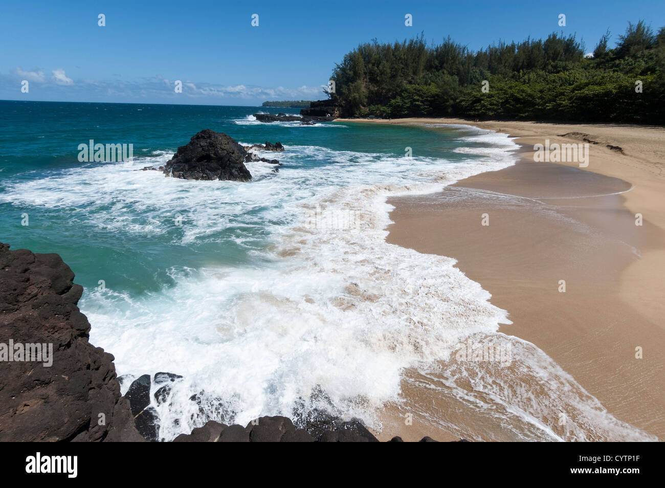 Elk284-7870 Hawaii, Kauai, Lumahai Beach Stock Photo