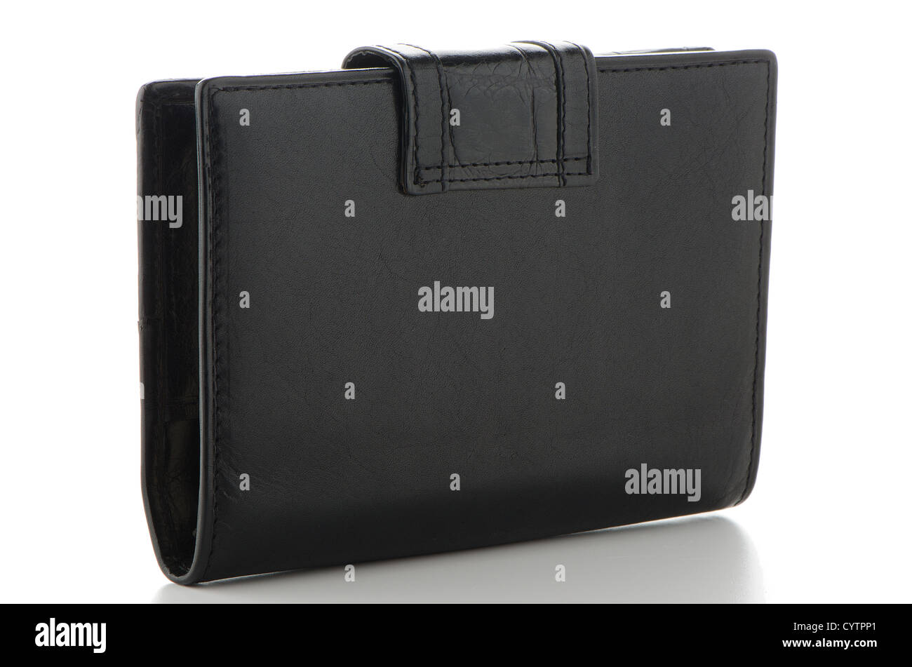Black leather purse isolated on white background Stock Photo - Alamy