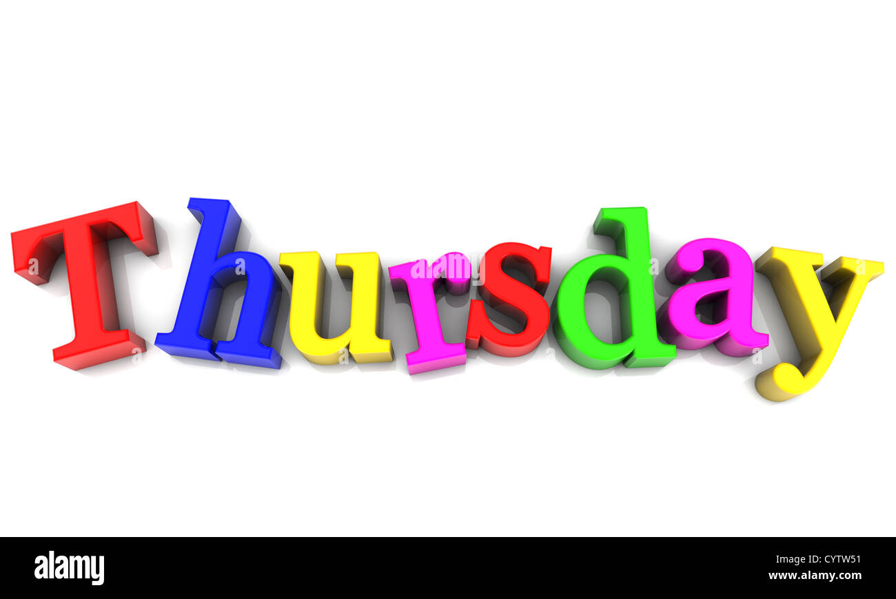 thursday-day-of-the-week-multicolored-over-white-background-stock