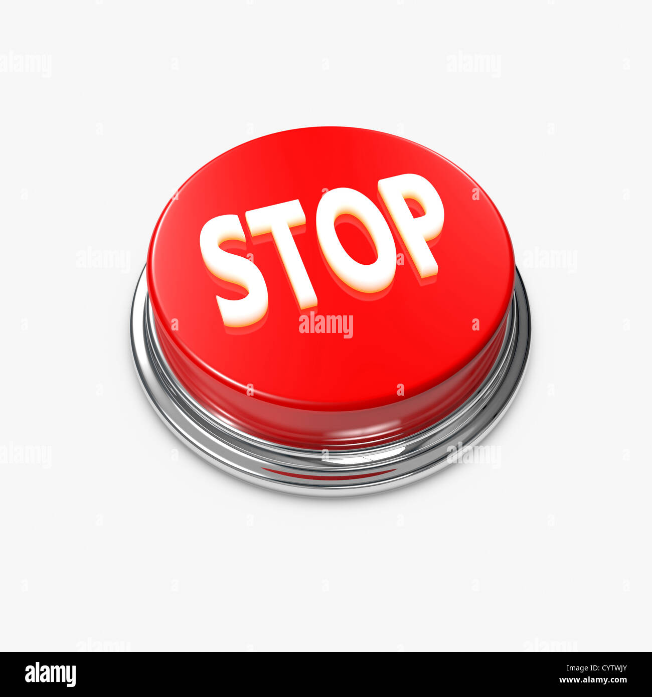 A Red Alert Button with the caption Stop. Stock Photo