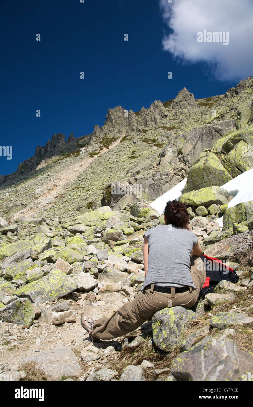 Woman Hiking At Gredos Mountains In Avila Spain Stock Photo - Alamy