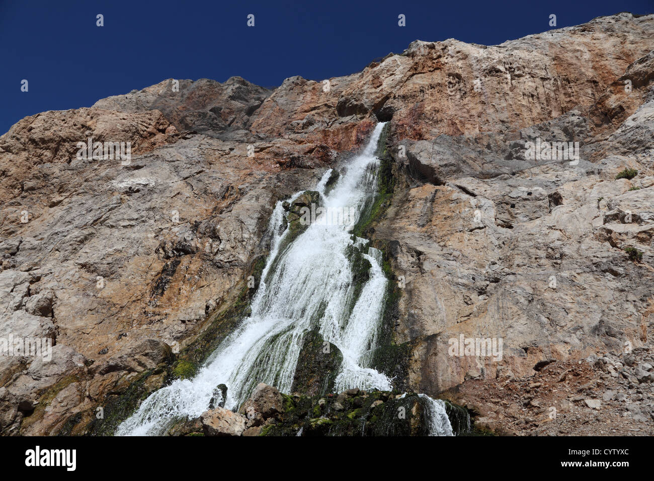 Manmade Waterfall in Gibraltar Stock Photo