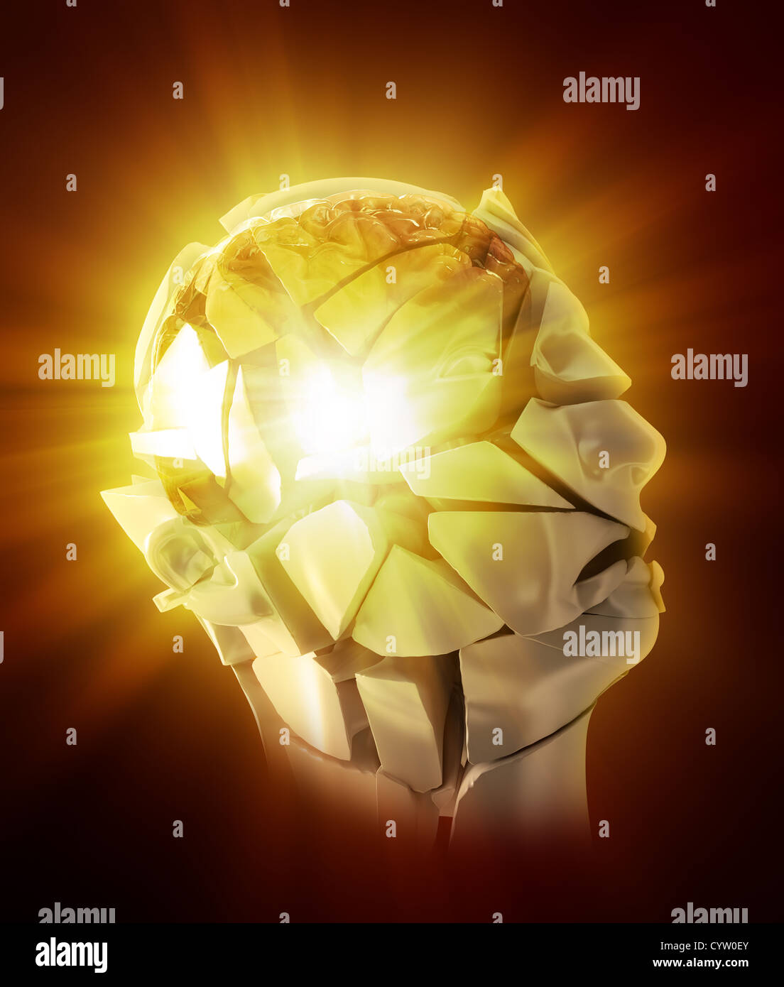 3D abstract illustration exploding head Stock Photo Alamy
