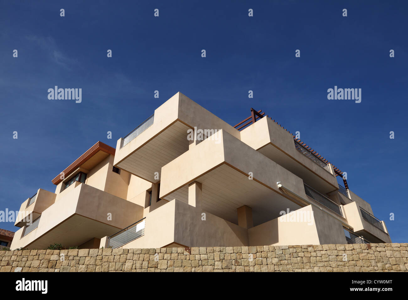 Modern apartment building with balconies Stock Photo - Alamy