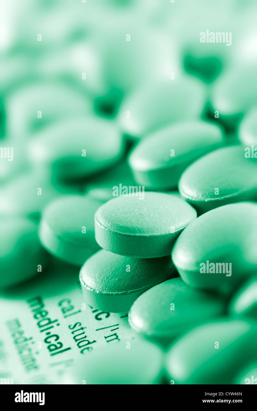 Here are too many pills that will be overdosed. Stock Photo