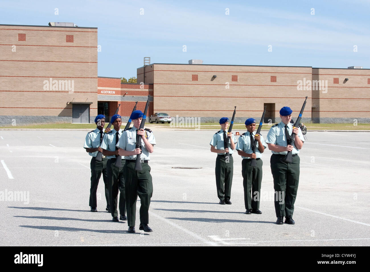 High School Drill Meet Stock Photo Alamy