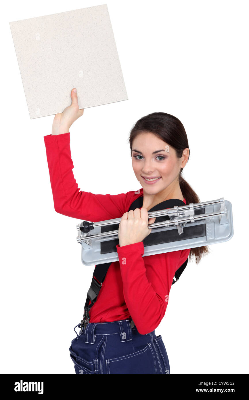 Portrait of a tile fitter Stock Photo Alamy