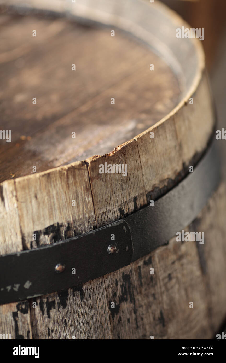 Detail of a beer barrel outside a bar in Spain. Stock Photo
