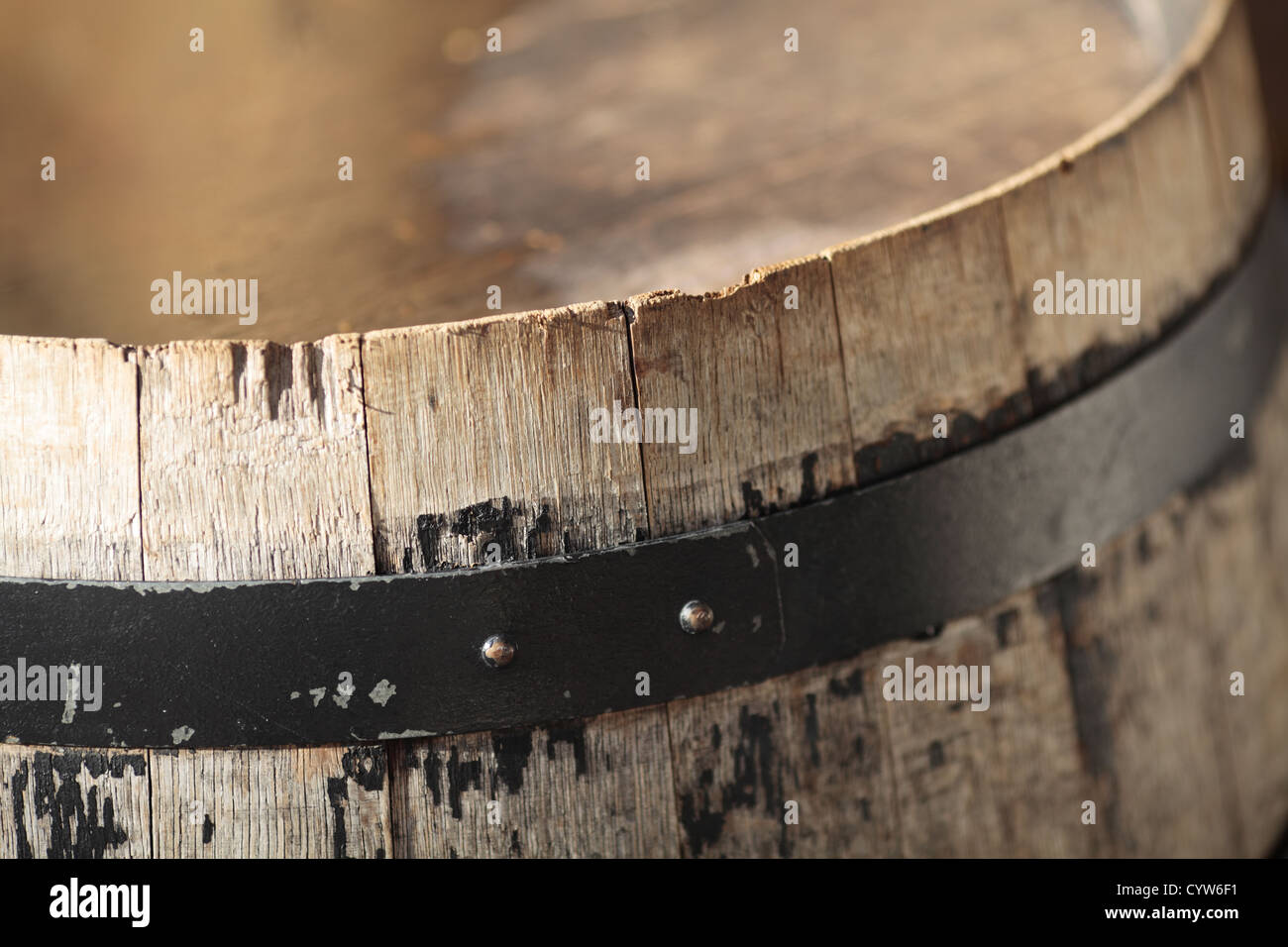 Detail of a beer barrel outside a bar in Spain. Stock Photo