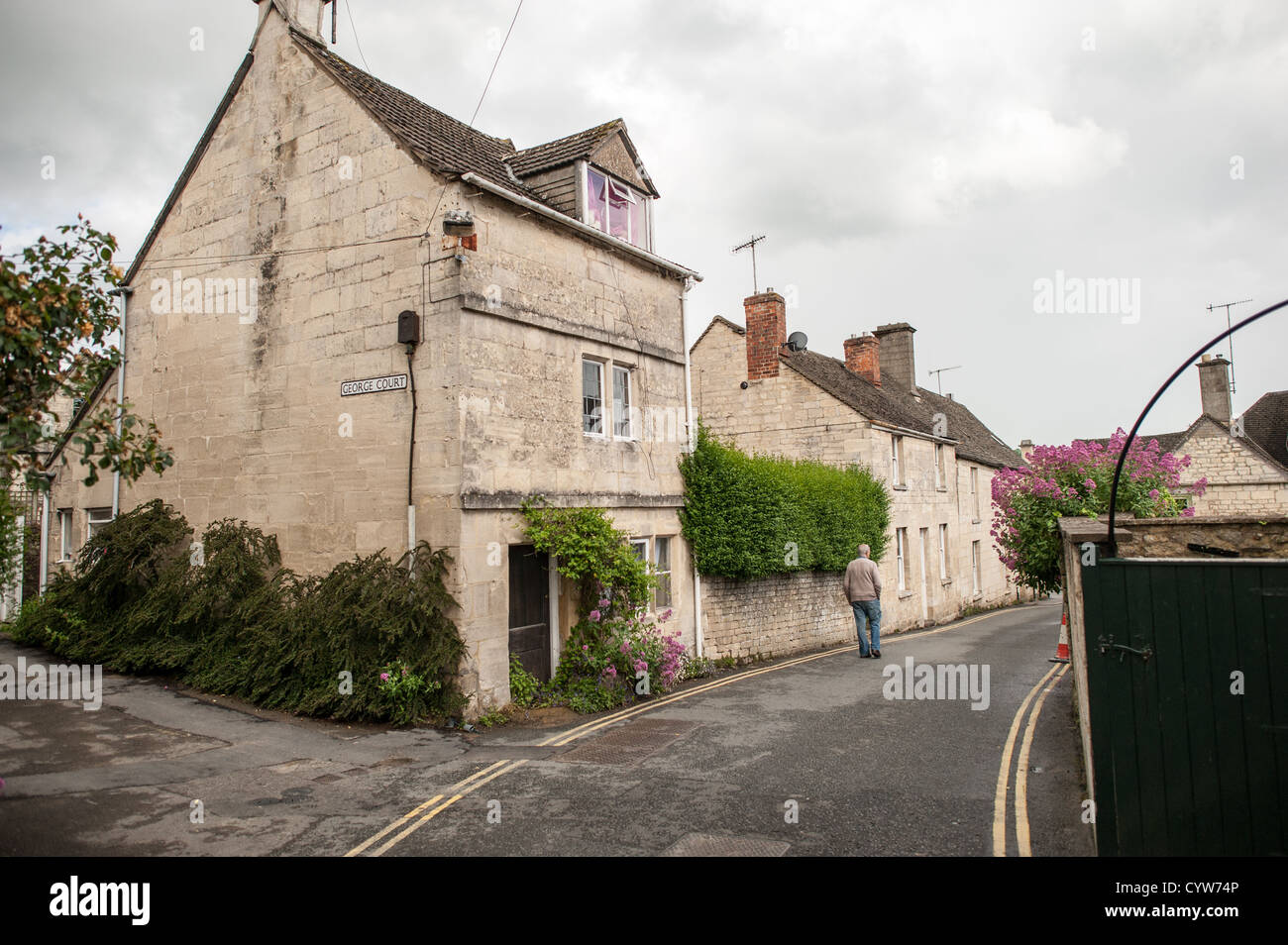 PAINSWICK, UK - Resdiential street in Painswick, Gloucestershire. Stock Photo