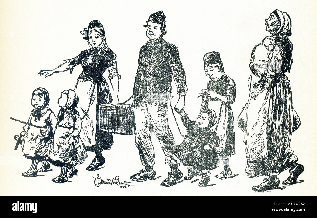 This 1898 illustration show emigrants of all ages coming to America—the ...