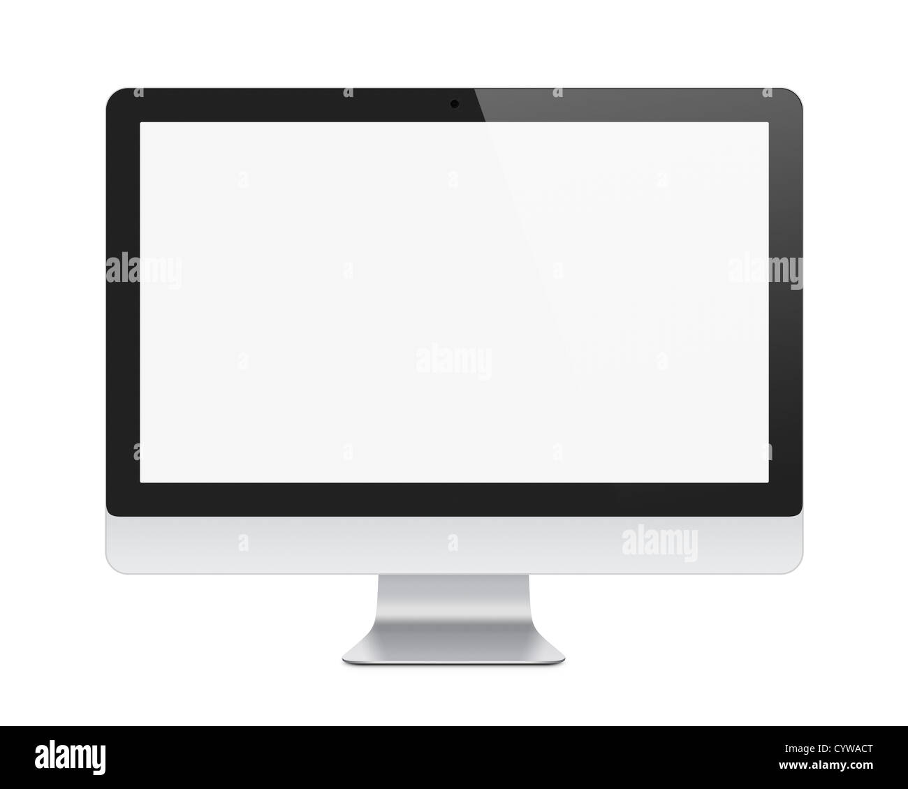 Illustration of modern computer monitor with blank screen. Isolated on