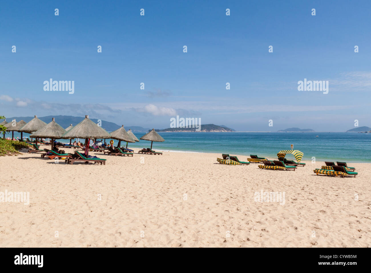 Sanya Beach on Hainan Island, China near resorts Stock Photo