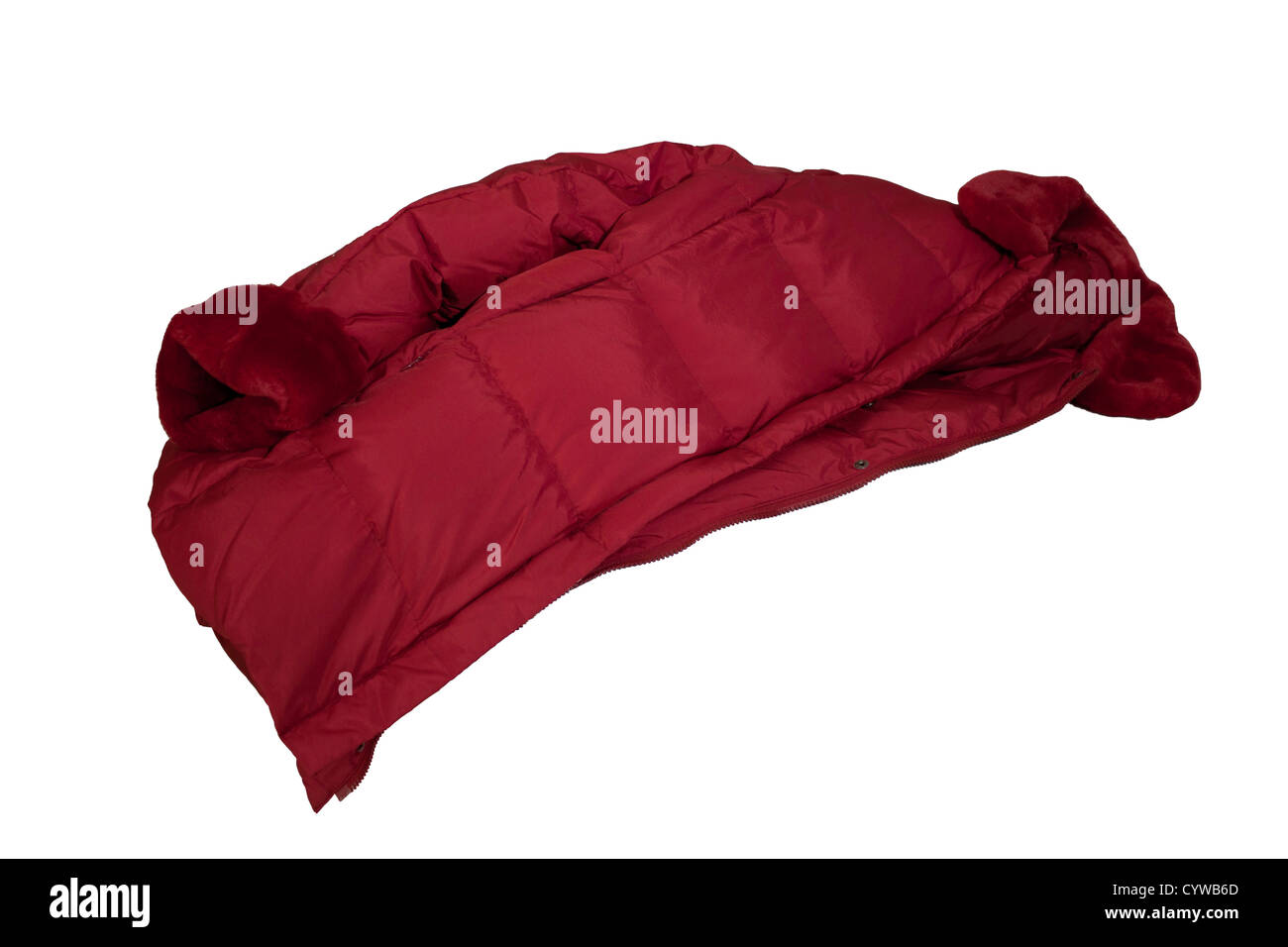 cut out of red woman's coat isolated on white background Stock Photo