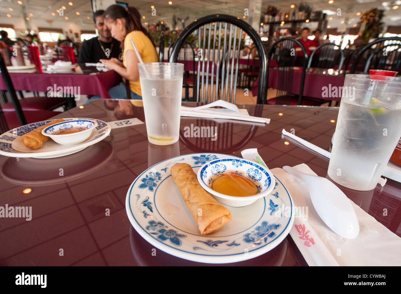 USA, Florida. Egg roll at the Pho 88 Vietnamese Restaurant, Orlando, Florida. Stock Photo