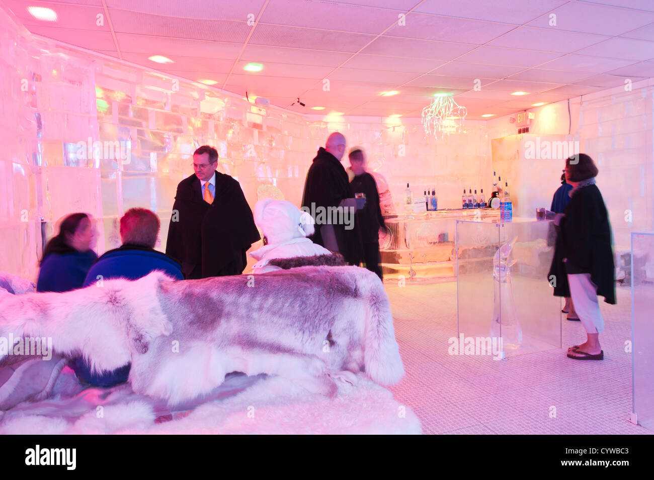 Patrons at the Ice Bar Orlando, Florida Stock Photo Alamy