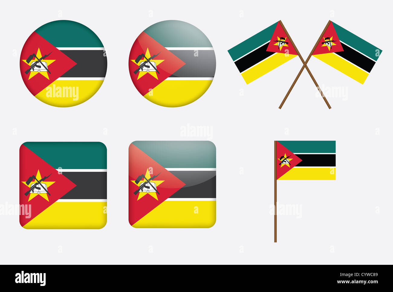 set of badges with flag of Mozambique Stock Photo
