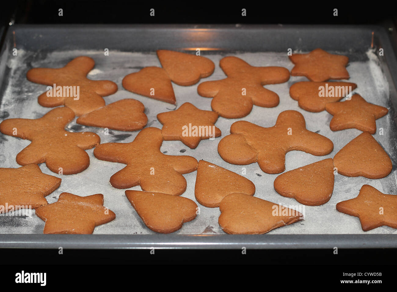 gingerbread cookies in the oven Stock Photo Alamy